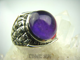 bpe2147 Sweterkowy AMETYST !!! BOSKI MASYWNY Pierścień Pierścionek z DUŻYM Ametystem Ametyst - kamień mądrości r.21/ r.22 Srebro 925 #