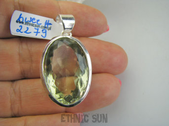 bwee2279 Biżuteria Ekskluzywna !! RZADKOŚĆ Lśniący OKAZ 15g! Wisior Zawieszka Zielony AMETYST unikat Srebro 925 #