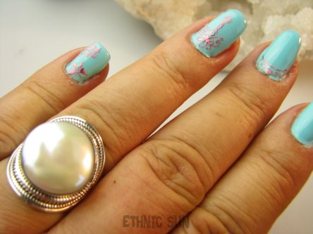 bpee4257 Elegancki Pierścień Pierścionek hodowlana DUŻA opalizująca PERŁA BIWA r.19/r.20 Srebro 925 #