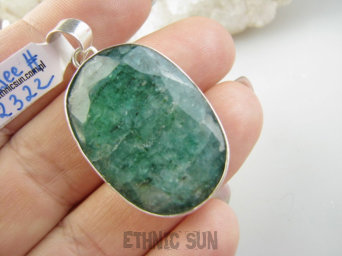 bwee2322 SZMARAGDOWY Duży Okaz 13 gramów !! 4.5 cm Wisior Zawieszka Szmaragd Indyjski Szmaragdy KAMIEŃ MIŁOŚCI lśniące Srebro 925 #