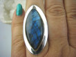 bpe5841 Klasyczny Długi 4,3 cm niebieski  Pierścień Labradoryt Spektrolit r.16/ r.17 Lśniące Srebro 925 # - 2
