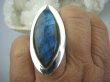 bpe5841 Klasyczny Długi 4,3 cm niebieski  Pierścień Labradoryt Spektrolit r.16/ r.17 Lśniące Srebro 925 # - 6