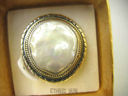 bpee4059 Wielka PERŁA BIWA CUDO piękny Elegancki Pierścień Pierścionek z niesamowitą DUŻA opalizująca perła r.15/ r.16 Srebro 925 #