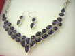 bn1580 Komplet biżuterii naszyjnik i kolczyki 45 gramów max regulowana min 39 - max 49cm Przepiękna Kolia Regulowany Naszyjnik Fioletowy Ametyst Srebro 925 # - 8