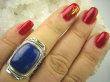 bpe6471 Orientalny duży Pierścień granatowy Lapis Lazuli - strażnik prawdy i mądrości r.15/ r.16 Srebro 925 # - 2