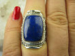 bpe6471 Orientalny duży Pierścień granatowy Lapis Lazuli - strażnik prawdy i mądrości r.15/ r.16 Srebro 925 # - 3