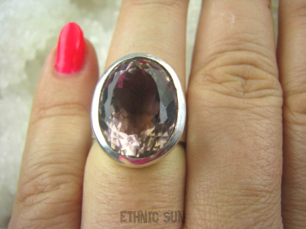 bpee3172 Śliczniutki Rzadkość DWUBARWNY brązowo-fioletowy  Cudny PIERŚCIEŃ RZADKI AMETRYN -  NAJWYŻSZA JAKOŚĆ KAMIENIA r.15/ r.16 Srebro 925 #
