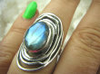 bpee3276 Piękny Pierścień szlifowany Zielony Niebieski Wielobarwny Labradoryt Spektrolit - kamień Zorzy Polarnej r.16 lśniące Srebro 925 # - 3