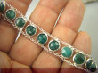 bb3075 Delikatna Dwustronna Bransoleta SZMARAGD INDYJSKI 11 sztuk SZMARAGD - kamień miłości Srebro 925  - 2