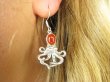 bke1194 Figlarne i przepiękne Ośmiorniczki cudowne kolczyki Ośmiornica - symbolizuje kreatywność, Czerwony Onyks SREBRO 925 - 10