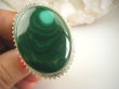 bpe9119 Woow  GENIALNY Olbrzym 4.7 cm / 3.7 cm, 34 gramy !! Cudo! Duży Pierścień Pierścionek Zielony Malachit regulowany r.15, r.16, r.17, r.18 Srebro 925 # - 6
