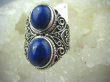 bpe5903 KSIĘŻNA Z EGIPTU  !!! Egzotyczny Masywny Pierścień granatowy Lapis Lazuli - strażnik prawdy i mądrości r.13 Mały Rozmiar Srebro 925 # - 7