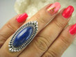 bpe7822 Orientalny Długi Pierścień Królewski Lapis Lazuli - strażnik prawdy i mądrości r.14/ r.15 Srebro 925 # - 2