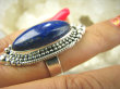 bpe7822 Orientalny Długi Pierścień Królewski Lapis Lazuli - strażnik prawdy i mądrości r.14/ r.15 Srebro 925 # - 3
