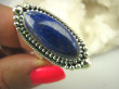 bpe7822 Orientalny Długi Pierścień Królewski Lapis Lazuli - strażnik prawdy i mądrości r.14/ r.15 Srebro 925 # - 6