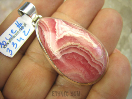 bwe3342 Klasyczny Okaz !!! Cudowny Wisior Zawieszka Różowy RODOCHROZYT - kamień miłości lśniące Srebro 925 #