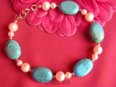 ab619 Piękna Bransoleta HOWLIT PERŁY Srebro z Perłami