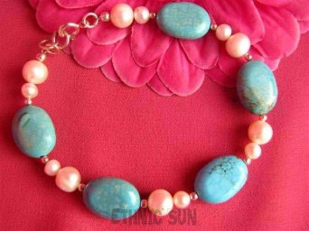 ab619 Piękna Bransoleta HOWLIT PERŁY Srebro z Perłami