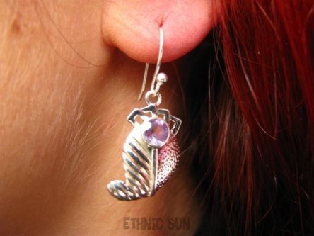 akel553 FIGLARNE LISTKI Lux Kolczyki AMETYST Srebro  925 z Ametystem