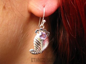 akel553 FIGLARNE LISTKI Lux Kolczyki AMETYST Srebro  925 z Ametystem