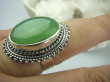 bpe5856 Cudowny Kojący Pierścień Rzadki Zielony Jadeit - kamień młodości r.15 orientalne Srebro 925 # - 3
