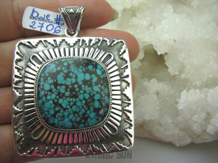 bwe2706 Wielki 35 gramów masywny CUDOWNY Gigant 6,4 cm !!! UNIKAT Z NEPALU - Piękny Egzotyczny Wisior naturalny TURKUS Turkusy Srebro 925 #