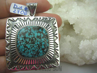 bwe2706 Wielki 35 gramów masywny CUDOWNY Gigant 6,4 cm !!! UNIKAT Z NEPALU - Piękny Egzotyczny Wisior naturalny TURKUS Turkusy Srebro 925 #