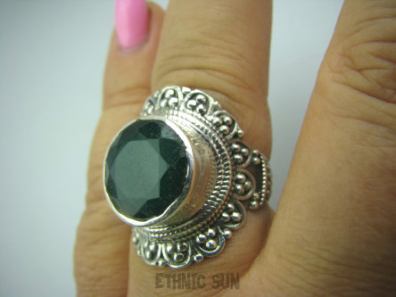 bpee2810 SZMARAGDOWY KLEJNOT !!!! Ekskluzywny Pierścień zielony Szmaragd Indyjski Szmaragdy r.19 Srebro 925 #