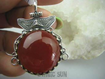 bwe2795 Cudo Niesamowity Wisior Czerwony ONYKS -  SERCE, EGZEMY, PAMIĘĆ , Maroko Srebro 925 Marokańskie Wzornictwo #