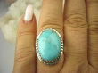 bpe8375 Niezwykły OKAZ Pierścień naturalny Błękitny TURKUS ARIZONA Turkusy r.19 egzotyczne Srebro 925 # - 7