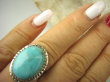 bpe8375 Niezwykły OKAZ Pierścień naturalny Błękitny TURKUS ARIZONA Turkusy r.19 egzotyczne Srebro 925 # - 2