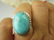 bpe8375 Niezwykły OKAZ Pierścień naturalny Błękitny TURKUS ARIZONA Turkusy r.19 egzotyczne Srebro 925 # - 3