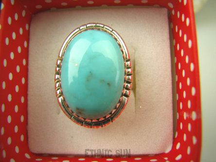 bpe8375 Niezwykły OKAZ Pierścień naturalny Błękitny TURKUS ARIZONA Turkusy r.19 egzotyczne Srebro 925 #