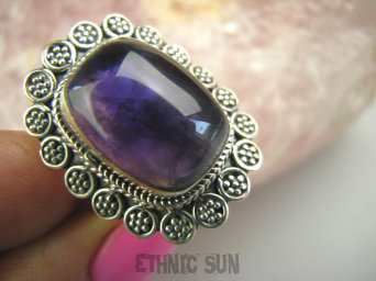 bpe4579 Orientalny Delikatny Pierścień naturalny AMETYST - kamień odwagi r.16 Srebro 925 #