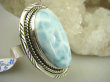 bpe7953 PIĘKNY OKAZ !!! Pierścień RZADKI Anielski kamień Błękitny LARIMAR - stawy, serce, lęki , otwiera czakrę gardła r.19 Srebro 925 # - 6