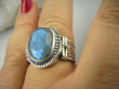 bpee3470 Biżuteria Egzotyczna Pierścień Obrączka szlifowany Niebieski Labradoryt Spektrolit kamień Zorzy Polarnej r.19 Srebro 925 # - 2