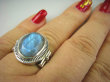 bpee3470 Biżuteria Egzotyczna Pierścień Obrączka szlifowany Niebieski Labradoryt Spektrolit kamień Zorzy Polarnej r.19 Srebro 925 # - 3