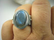 bpee3470 Biżuteria Egzotyczna Pierścień Obrączka szlifowany Niebieski Labradoryt Spektrolit kamień Zorzy Polarnej r.19 Srebro 925 # - 6
