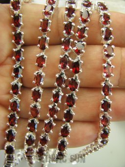 bb3363 Bransoletka "tenisówka" Klejnot BOSKO PIĘKNA LUX SKARB Bransoleta dł .20,2 cm ( 19,5) Szlifowane Granaty ( 25 sztuk ) - kamień szczęścia kasetowe zapięcie SREBRO 925 #