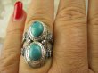 bpe6941 Cudny PIERŚCIEŃ Greckie wzory naturalny TURKUS - opiekun ciała i duszy turkusy r.16 Srebro 925 # - 5