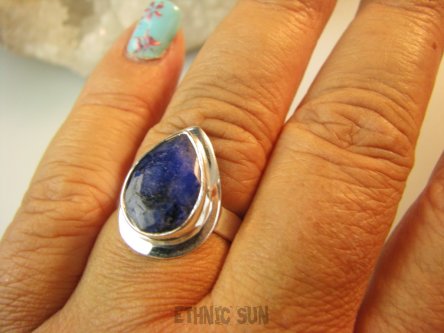 bpee4258 Delikatny Pierścień Pierścionek SZAFIR INDYJSKI Szafiry - WIERNOŚĆ związkach , Stres, choroby oczu ciśnienie r.16 Srebro 925 #