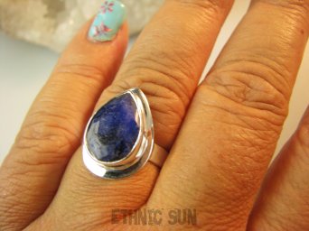 bpee4258 Delikatny Pierścień Pierścionek SZAFIR INDYJSKI Szafiry - WIERNOŚĆ związkach , Stres, choroby oczu ciśnienie r.16 Srebro 925 #