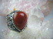 bpe4639 Obrączka Motyl - symboil szczęscia wolności niezależności Wygodny PIERŚCIEŃ CZERWONY ONYKS  - SERCE, EGZEMY, PAMIĘĆ r.17/ r.18 zdobiona obrączka Srebro 925 # - 11