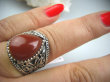 bpe4639 Obrączka Motyl - symboil szczęscia wolności niezależności Wygodny PIERŚCIEŃ CZERWONY ONYKS  - SERCE, EGZEMY, PAMIĘĆ r.17/ r.18 zdobiona obrączka Srebro 925 # - 4