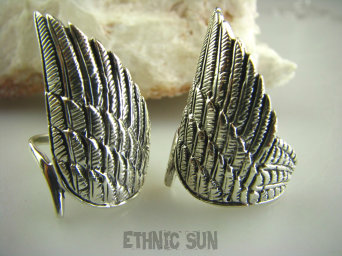 bpe3164 SKRZYDŁO ANIOŁA - Długi Orientalny Pierścień Cały ze Srebra r.14 SREBRO 925 #