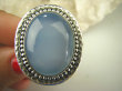 bpe7926 Błękitne Cacko Niebieski WSPANIAŁY Pierścień CHALCEDON (TARCZYCA) r.17 egzotycznie zdobione Srebro 925 # - 8