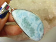 bwe3501 DUŻY WISIOR 23g Naturalny rzadki kamień LARIMAR kamień ANIELSKI czakra gardła lśniące SREBRO 925 # - 2