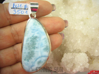 bwe3501 DUŻY WISIOR 23g Naturalny rzadki kamień LARIMAR kamień ANIELSKI czakra gardła lśniące SREBRO 925 #