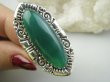 bpe9635 HRABIA BAŚNIOWY KLEJNOT - Piękny Długi 4.7 cm 20g Pierścień Pierścionek Zielony ONYKS -  regeneruje SERCE, EGZEMY, PAMIĘĆ r.19 Srebro 925 # - 8
