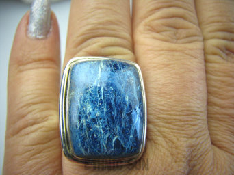 bpe5956 Niebiańsko piękna GALAKTYKA Klasyczny Pierścień naturalny niebieski AZURYT r.19 Srebro 925 #